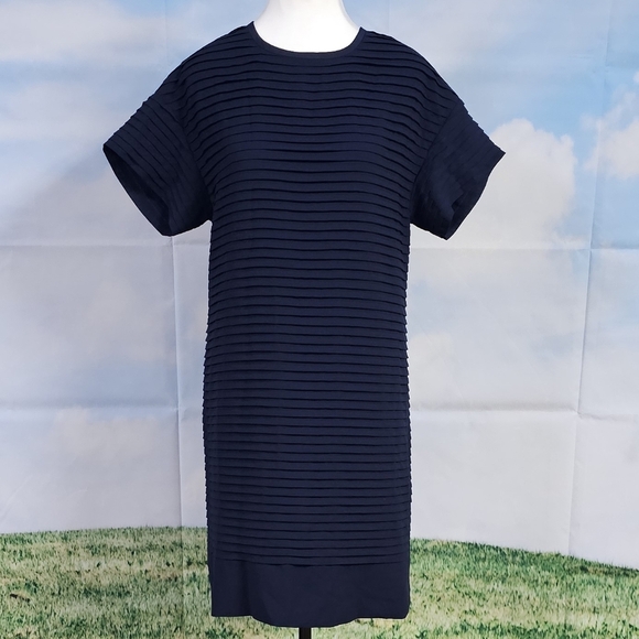 J. CREW | HORIZONTAL PLEATED CHIFFON T-SHIRT DRESS - Picture 4 of 15